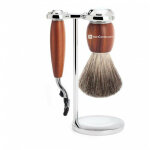 Set de rasage bois de prunier rasoir mach3 - 3 pices - mencorner