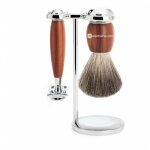 Set de rasage bois de prunier rasoir de scurit - 3 pices - mencorner