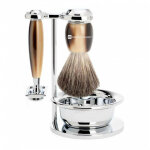Set de rasage corne 4 pices - rasoir de scurit - mencorner