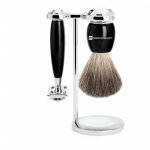 Set de rasage noir rasoir de scurit - 3 pices - mencorner