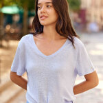 T - shirt bleu ciel thana en lin