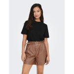 T - shirt col rond manches courtes noir en coton ella