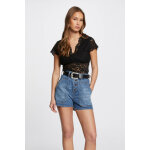 T - shirt  dentelle col en v noir