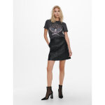 T - shirt imprim� col rond manches courtes noir en coton hazel