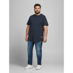 T - shirt long line fit col rond manches courtes bleu marine en coton kyle