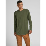 T - shirt long line fit col rond manches longues vert foncé en coton T - shirt long line fit col rond manches longues vert foncé en coton