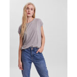 T - shirt loose fit rayures col rond manches courtes longueur regular gris