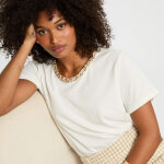 T - shirt manche courte blanc en coton
