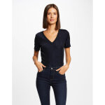 T - shirt manches courtes avec col en v marine