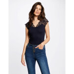 T - shirt manches courtes  dentelle marine
