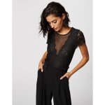 T - shirt manches courtes en dentelle noir