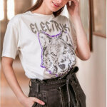 T - shirt manches courtes electrik - ts blanc en coton