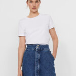 T - shirt regular fit col rond manches courtes longueur regular blanc en coton la