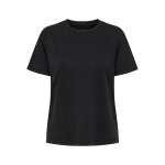 T - shirt regular fit col rond manches courtes noir en coton bio nina