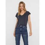 T - shirt relaxed fit col en v manches courtes longueur regular bleu lila