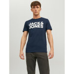 T - shirt standard fit col rond manches courtes bleu marine en coton nico