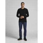 T - shirt stretch fit col rond manches longues noir en coton T - shirt stretch fit col rond manches longues noir en coton