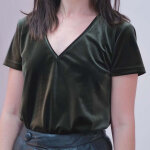 T - shirt en velours elvie v kaki
