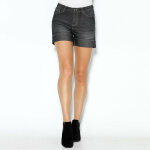 Short en jean coupe 5 poches bas  revers femme - noir