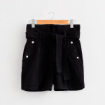 Short paperbag denim noir en coton