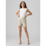 Short regular fit taille haute court gris en viscose