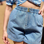 Short solet s stone en coton bleu