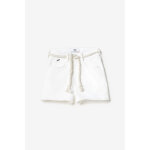 Short fille tiko taille haute blanc en coton