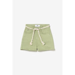 Short fille tiko taille haute vert amande en coton