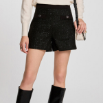 Short en tweed noir