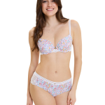 Shorty microfibre et dentelle - liberty multicolore blanc
