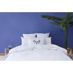 Les signatures - housse de couette en percale de coton - blanc / passepoil noir