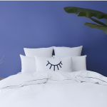 Les signatures - housse de couette en percale de coton - blanc / passepoil noir