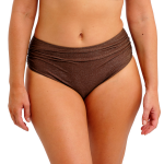 Slip bikini taille haute marron