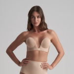 Soutien - gorge bandeau adhsif dos nu et dcollet plongeant beige bye bra