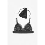 Soutien - gorge triangle sage  dentelle noire jade