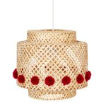 Suspension enfant liby bambou pompons rouges