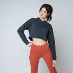 Sweat capuche crop top coton femme bleu