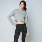 Sweat capuche crop top coton femme gris