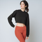 Sweat capuche crop top coton femme noir Sweat capuche crop top coton femme noir