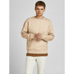 Sweat à capuche relaxed fit col rond manches longues gris clair beige en coton Sweat à capuche relaxed fit col rond manches longues gris clair beige en coton