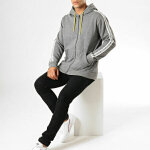 Sweat  capuche zipp - gris en coton