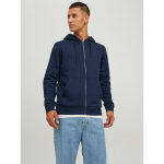 Sweat  capuche zipp relaxed fit manches longues bleu marine en coton