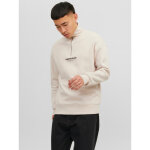 Sweat  col roul relaxed fit col haut manches longues gris clair en coton