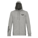 Sweat en coton � capuche zipp�e gris