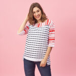 Sweat manches 3 / 4 ray asymtrique femme - rouge blanc en viscose