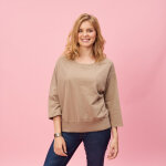 Sweat manches longues coutures femme - vert marron clair en viscose