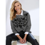 Sweat  manches longues imprim velours en coton gris