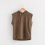 Sweat sans manche  capuche kaki en coton