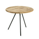 Table d'appoint en acier plein noir plateau en bois massif chne d50 cm