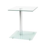 Table d'appoint blanche double plateau verre trempé Table d'appoint blanche double plateau verre trempé